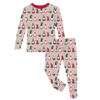 Print Long Sleeve Pajama Set: Baby Rose Gnomes