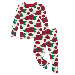 Print Long Sleeve Pajama Set: Holiday Poppies