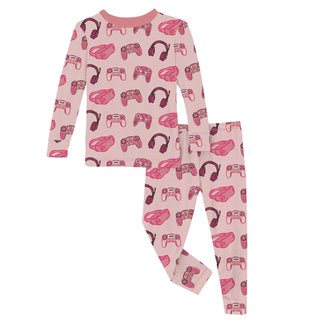 Long Sleeve Pajama Set in Baby Rose Gamer