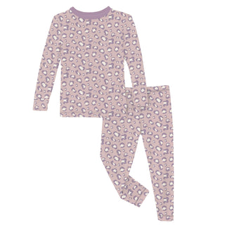 Long Sleeve Pajama Set in Baby Rose Cheetah Print
