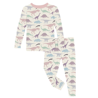 Long Sleeve Pajama Set in Lavender Dino Museum