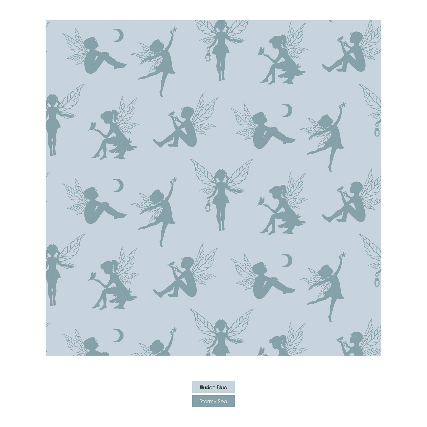 Long Sleeve Graphic Tee Pajama Set: Illusion Blue Forest Fairies