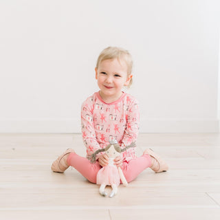 Long Sleeve Playtime Outfit Set in Baby Rose Ballet Dancers
