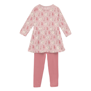 Long Sleeve Playtime Outfit Set in Baby Rose Ballet Dancers