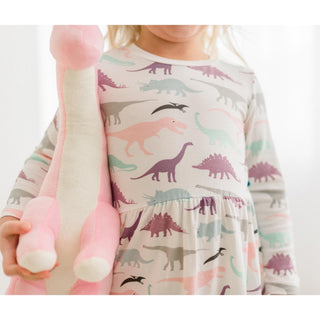 Long Sleeve Playtime Outfit Set in Lavender Dino Museum