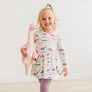 Long Sleeve Playtime Outfit Set in Lavender Dino Museum