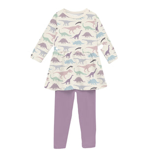 Long Sleeve Playtime Outfit Set in Lavender Dino Museum