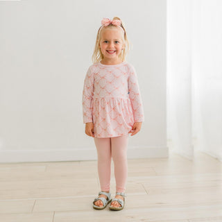 Long Sleeve Playtime Outfit Set in Shrinking Violet Bow Lattice