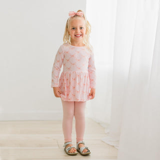 Long Sleeve Playtime Outfit Set in Shrinking Violet Bow Lattice