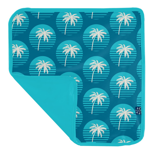 Bamboo Print Lovey: Cerulean Blue Palm Tree Sun