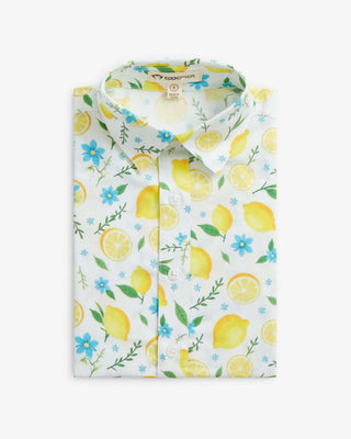 Lemon Zest Day Party Shirt – Boys Lemon Print Short Sleeve Button-Down Shirt