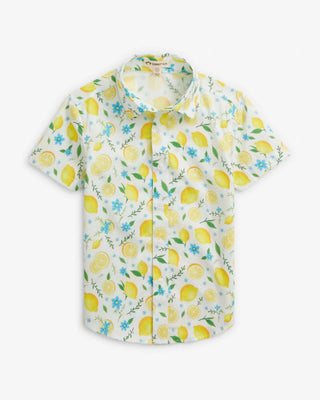 Lemon Zest Day Party Shirt – Boys Lemon Print Short Sleeve Button-Down Shirt