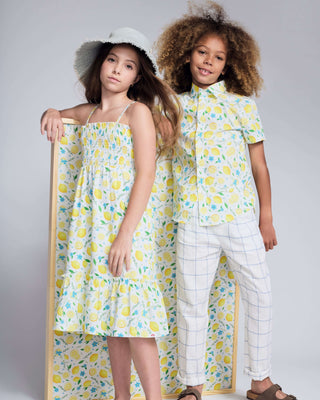 Lemon Zest Day Party Shirt – Boys Lemon Print Short Sleeve Button-Down Shirt