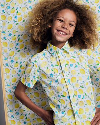 Lemon Zest Day Party Shirt – Boys Lemon Print Short Sleeve Button-Down Shirt