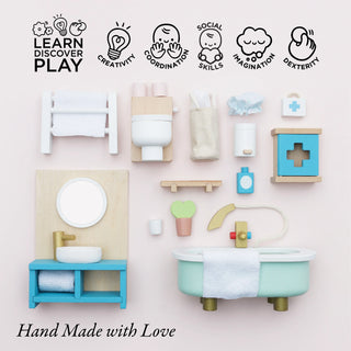 Wooden Dollhouse Bathroom Furniture