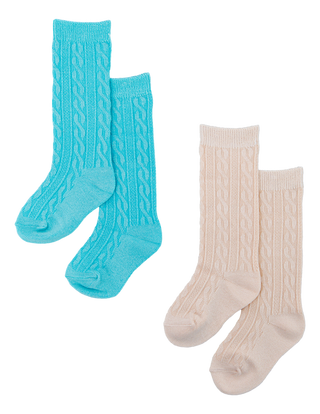 Knee-High Socks Set- MOSS AND LATTE