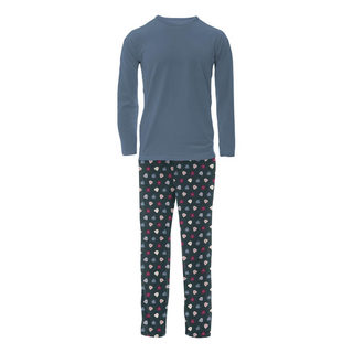 Men's Print Long Sleeve Pajama Set: Pine Happy Gumdrops