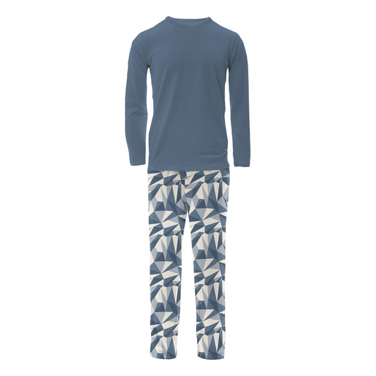 Kickee Pants Men's Print Long Sleeve Pajama Set: Winter Ice