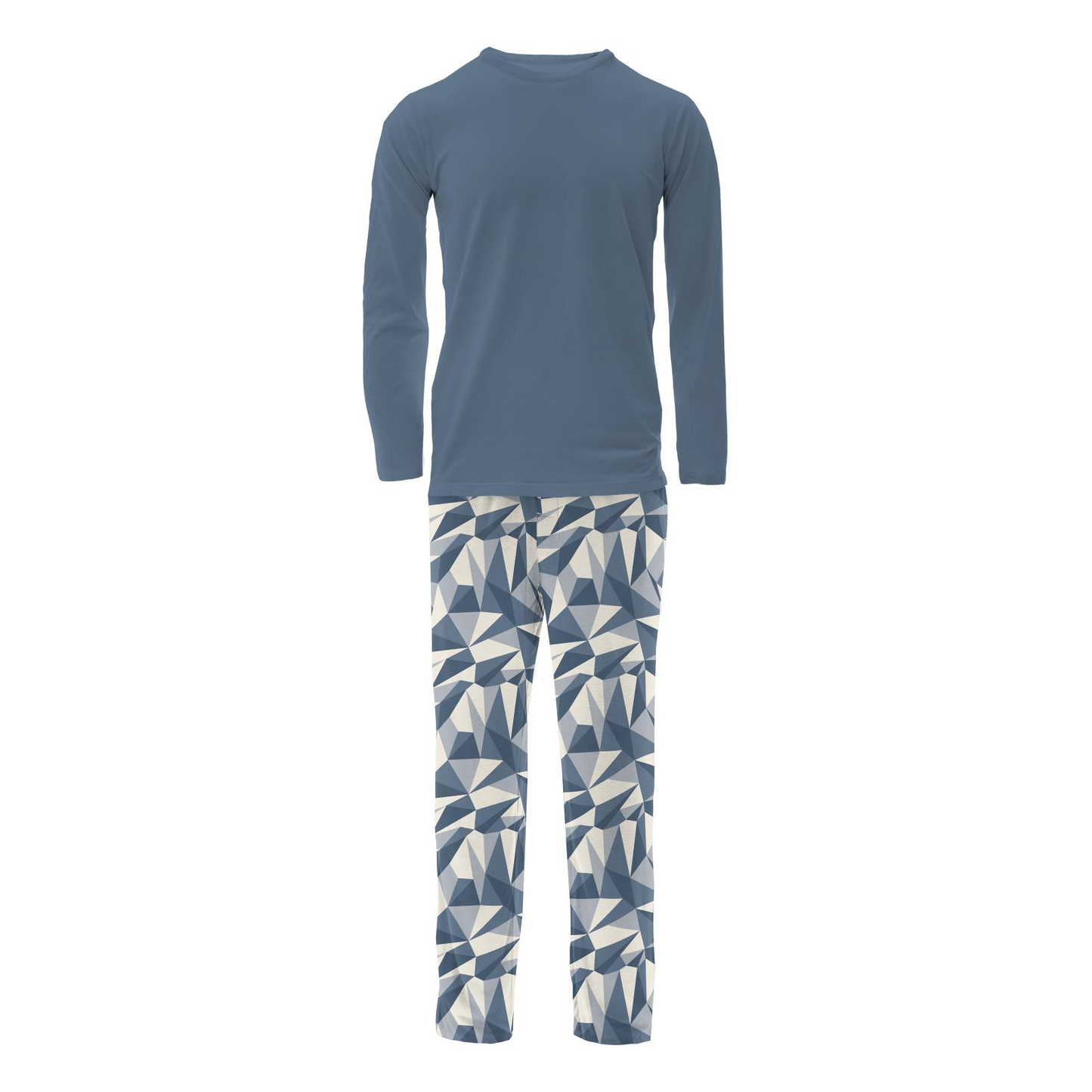 Men's Print Long Sleeve Pajama Set: Winter Ice