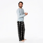 Kickee Pants Men's Print Long Sleeve Pajama Set: Midnight Snowman