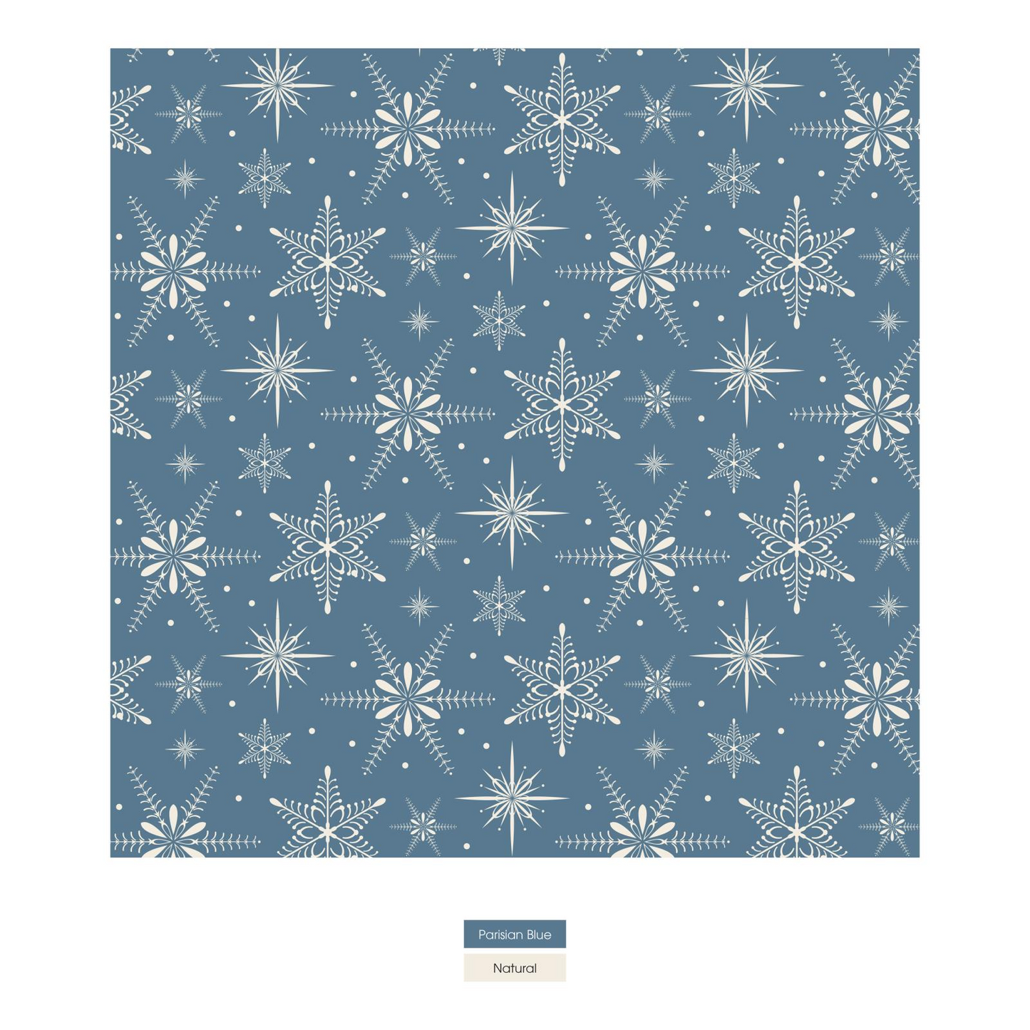 Men's Print Long Sleeve Pajama Set: Parisian Blue Snowflakes