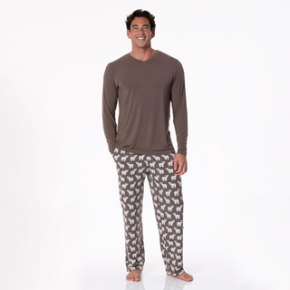 Men's Print Pajama Pants in Coffee Polar Bears