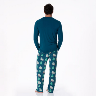 Men's Print Pajama Pants in Peacock Yeti