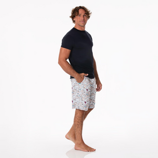 Men's Bamboo Short Sleeve Pajama Set with Lounge Shorts: Dew Pirate Map