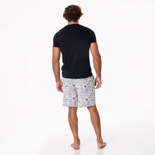 Men's Bamboo Short Sleeve Pajama Set with Lounge Shorts: Dew Pirate Map