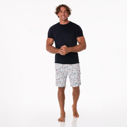 Men's Bamboo Short Sleeve Pajama Set with Lounge Shorts: Dew Pirate Map