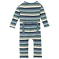 Bamboo Print Muffin Ruffle Coverall with Snaps: Snowy Stripe