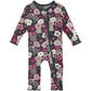 Bamboo Print Muffin Ruffle Coverall with Snaps: Hellebores