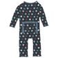Kickee Pants Print Muffin Ruffle Coverall with Snaps: Pine Happy Ghosts/Pine Happy Gumdrops
