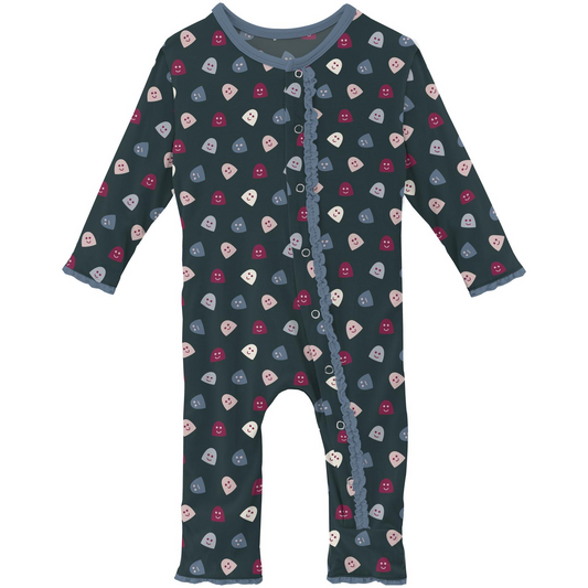 Kickee Pants Print Muffin Ruffle Coverall with Snaps: Pine Happy Gumdrops