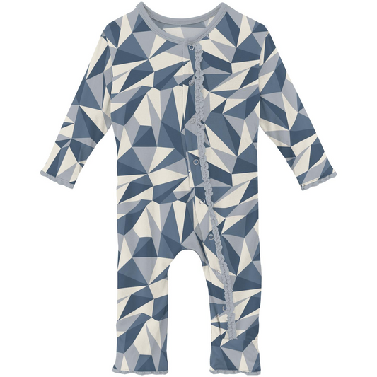 Kickee Pants Print Muffin Ruffle Coverall with Snaps: Winter Ice