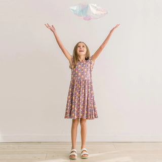 Flutter Sleeve Twirl Dress with Pockets in Rainbow Stars