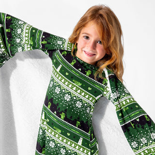 Minecraft Creeper Holiday Bamboo/Sherpa Blanket