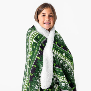 Minecraft Creeper Holiday Bamboo/Sherpa Blanket