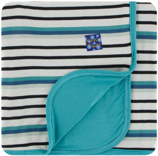 Bamboo Print Toddler Blanket: Neptune Stripe