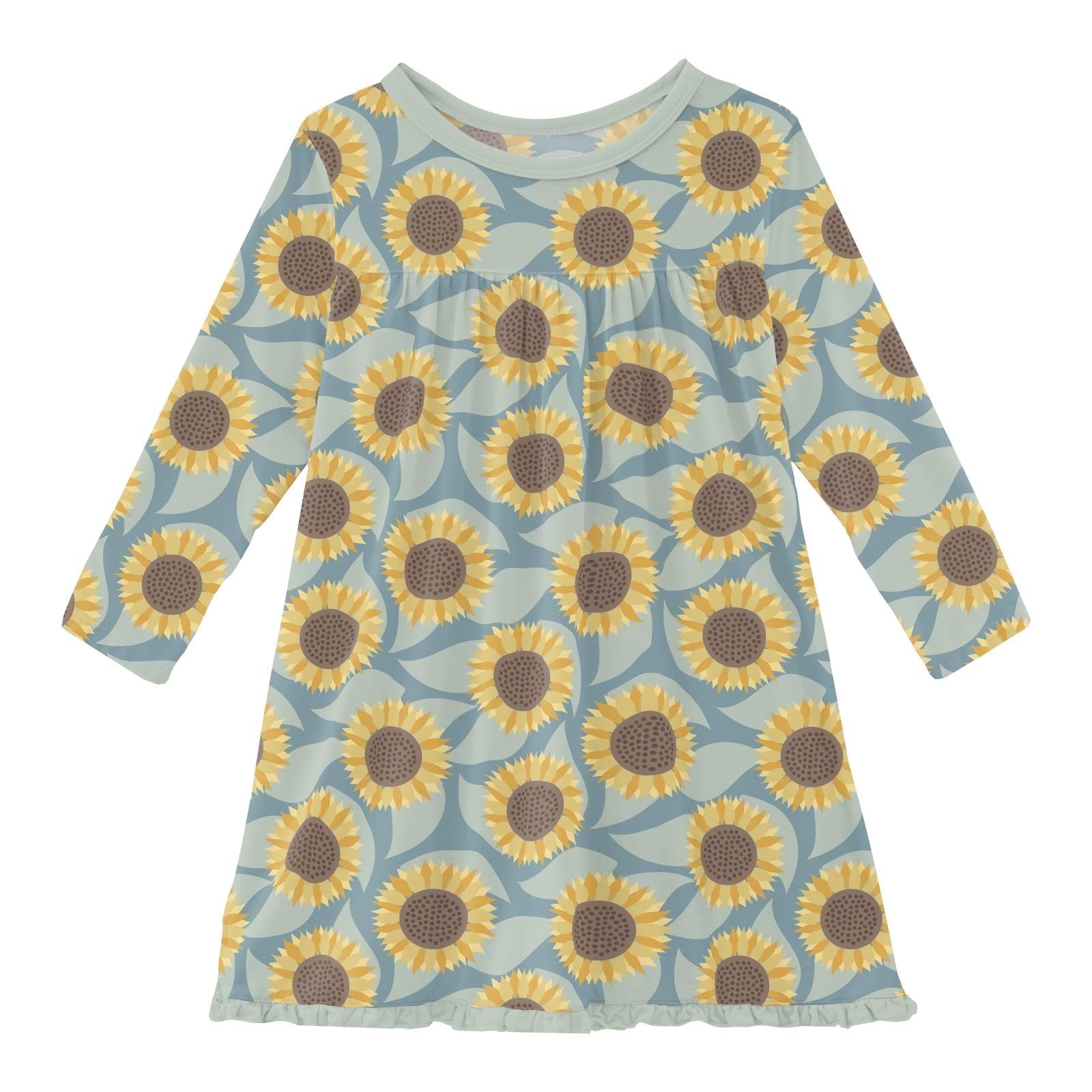 sunflower long sleeve dress Autumn Floral Print Sunflower Pattern Casual Long Sleeve Round Neck Floor Length Women Fashion Maxi Dress with Pockets at Amazon Women's Clothing store