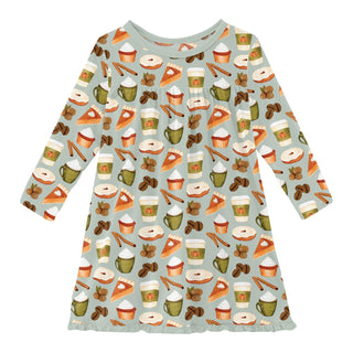 Long Sleeve Swing Dress in Aloe Pumpkin Spice