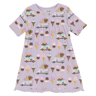 Print Classic Short Sleeve Swing Dress Thistle Ice Cream Truck