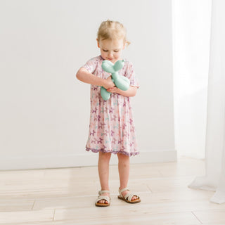 Short Sleeve Swing Dress in Shrinking Violet Balloon Dogs