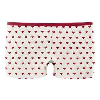 Women's Print Boy Short Underwear in Natural Hearts