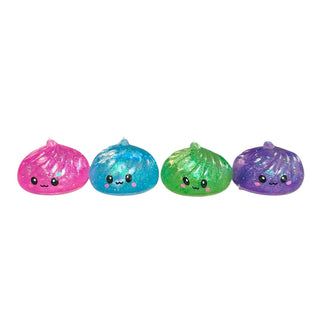 Mini Dumpling Squishy Set (4 Pack) – Glitter Mystery Sensory Fidget Toys for Stress Relief, Anxiety & Focus | Cute Kawaii Dumpling Squishies