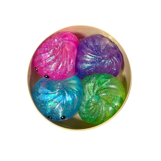 Mini Dumpling Squishy Set (4 Pack) – Glitter Mystery Sensory Fidget Toys for Stress Relief, Anxiety & Focus | Cute Kawaii Dumpling Squishies