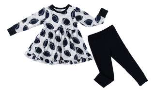 Graffiti Football Peplum Set: Silver & Black