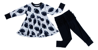 Graffiti Football Peplum Set: Silver & Black