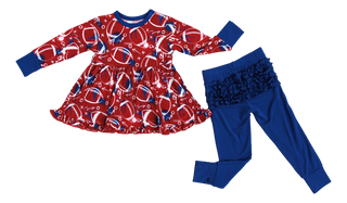 Graffiti Football Peplum Set: Red & Navy
