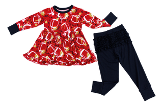Graffiti Football Peplum Set: Red & Gold